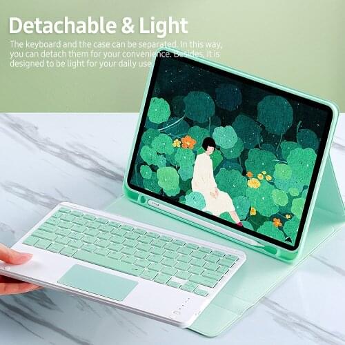 Detachable BT Keyboard Case with Touchpad Charging Pen Slot BT Keyboard Protective Case For iPad Pro11 2018/2020/ iPad air4 2020
