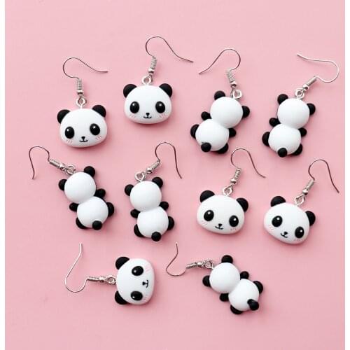 Korean Style Cute Animal Panda Earrings For Women Resin Creative Funny Pendant Jewelry Accessories Female Body Decorations