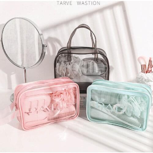 School Items Cosmetic Bag Plastic Packaging Bag Large Capacity Transparent Toilet Pvc Cosmetic Bag travel Storage Bag For Women