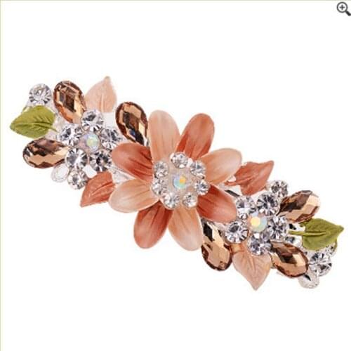 Alloy Painting Crystal Flowers Hairgrips For Girls Hair Accessories Hair Clips For Girls Hairpin Hair Bows