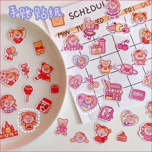40pcs/pack Ins Cute Girl Sticker Student Diy Decoration Sticker Diary Hand Account Decoration Wall Sticker Stickers Stationery