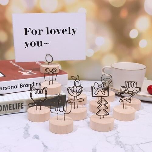 Creative Natural Wood Memo Pincer Clips Paper Photo Clip Holder Wooden Small Clamps Stand Ornament Home Decoration