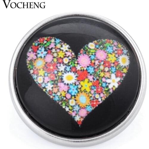Vocheng Ginger Snap Button 18mm Glass Charms Blossom Heart Vn-1002