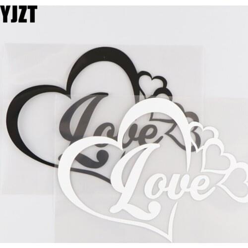 YJZT 16.1X11.9CM Love Heart Decoration Car Sticker Vinyl Decal Modern Cartoon Black/Silver 4C-0036