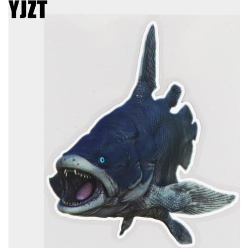 YJZT 14×16.8CM Big Fish With Open Mouth Funny Cartoon Bumper Decoration Decals Personality Car Sticker 21A-0095