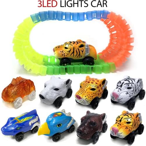 Railway Magic Luminous Flexible animal Track Car Toys Children Racing Rail Track Bend Flash Light Car DIY Toys Children Gift