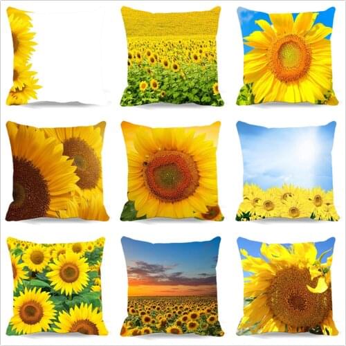 9 Styles 5 size Cotton polyester square Cushion Cover Creative sunflower Pattern Day Gift Pillow case Throw Pillow Case