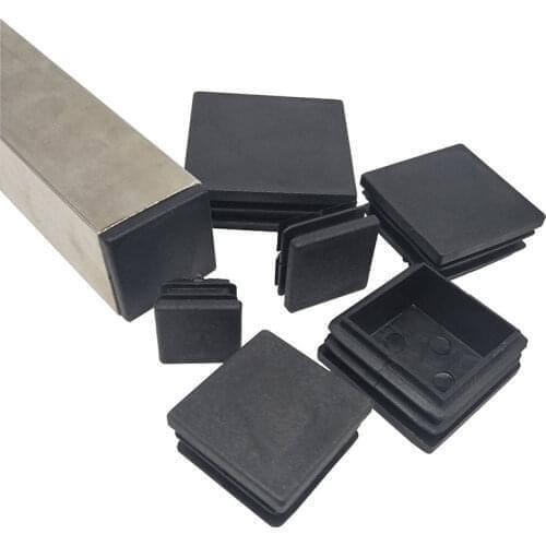 10pcs Plastic Black Square Pipe Plugs Tube Inserts Table Feet Cap Hole Cover Chair Anti Slip Feet Protector Pads Home Decor