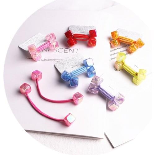 2Pcs/lot hair accessories Korean burst square hair ring cartoon hair rope childrens headdress high elastic rubber band head