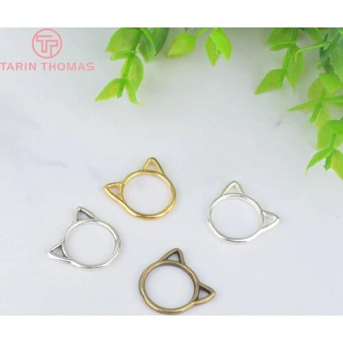 50PCS 19.5*17MM Antique Silver Plated Zinc Alloy Cat Rings Charms Pendants Diy Handmade Jewelry Findings Accessories