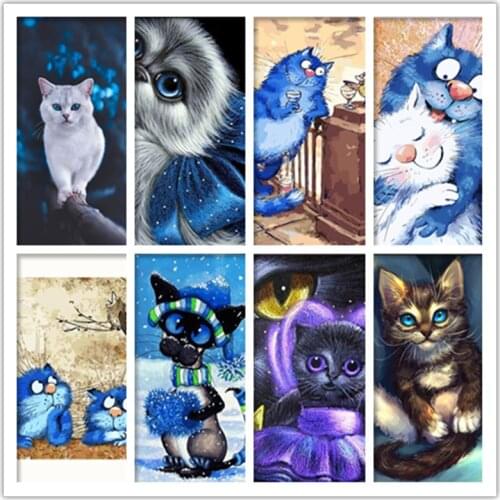 3d Diamond Embroidery Animals 5d Diamond Painting Blue Cat Scenery Full round/square Rhinestone Mosaic Cross Stitch Home Decor