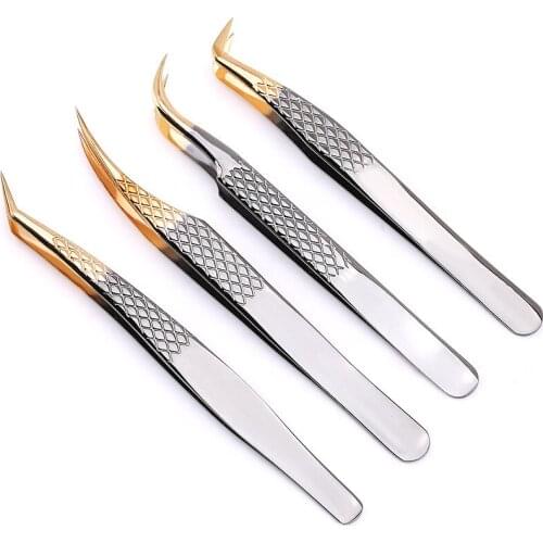 4 kinds Eyelash Extension Tweezers for YY Lashes Easy fan eyelash Russian Volume eyelashes Accept make own logo Whoesale