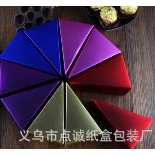 50pcs/lot free shipping wedding candy box triangle box solid DIY/Party Cake Paper box /Christmas Gift Box 6colors for choice