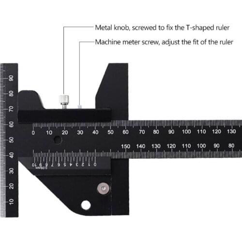 Aluminum Alloy Scale Metric Measure Scribing Ruler Woodworking Marking Tool
