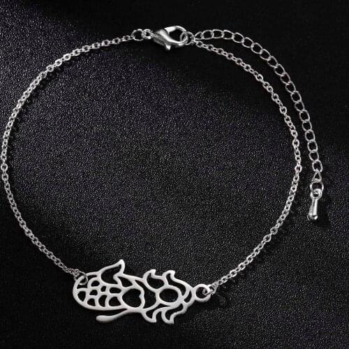 QIMING Ocean Sea Mermaid Bracelets Stainless Steel Beach Jewelry Accessories Figure Statement Boho Bracelet Bangle