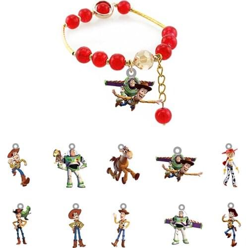 Disney Woody And Buzz Lightyear Play Charm Bracelet Acrylic Epoxy Toy Story Animation Bracelet Fashion Bracelet Pendant Bracelet