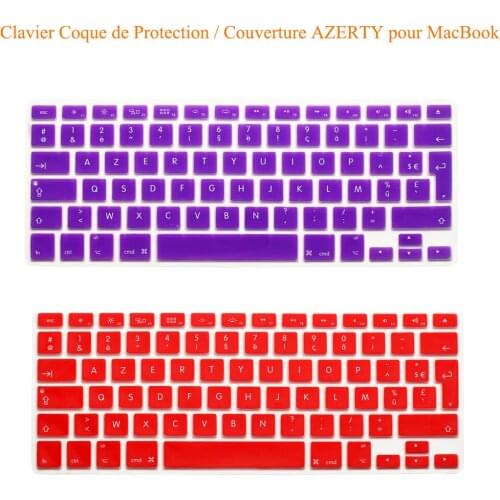 French AZERTY Keyboard Cover 5pcs Franch UK/EU Silicone Skin Soft Color for Macbook Pro 13" 15" 17" Air 13 inch Protective Film