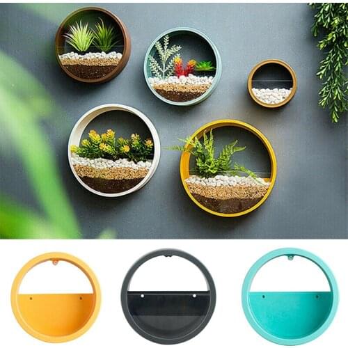 Flower Hanging Round Basket Bonsai Wall Hydroponic Planter Pot with Light Tube Home Wall Craft Decoration TS2