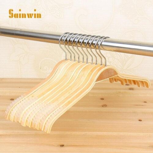 Sainwin 5pcs/lot Wood Non-slip Trousers Clips Adult And Children Wooden Hangers for Clothes Racks