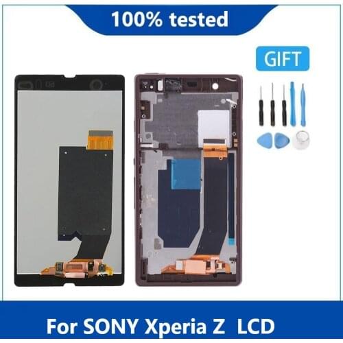 Original display For SONY Xperia Z Display Touch Screen For SONY Xperi Z LCD Digitizer Assembly L36H C6603 C6602 LCD Wear frame