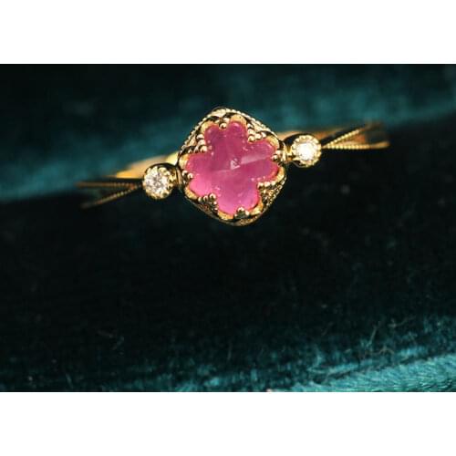 Designer original new diamond-studded pink gem delicious adjustable ring ladies gothic charm banquet silver jewelry
