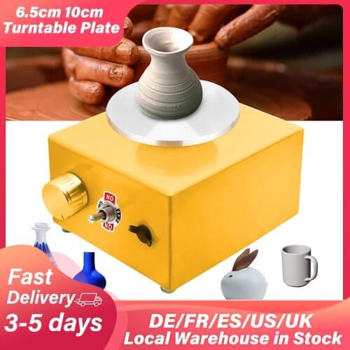 EU US Plug Mini Electric Pottery Wheel with 2pcs Turntable Potters Wheel Forming Machine Ceramic Work DIY Clay Tool Home School