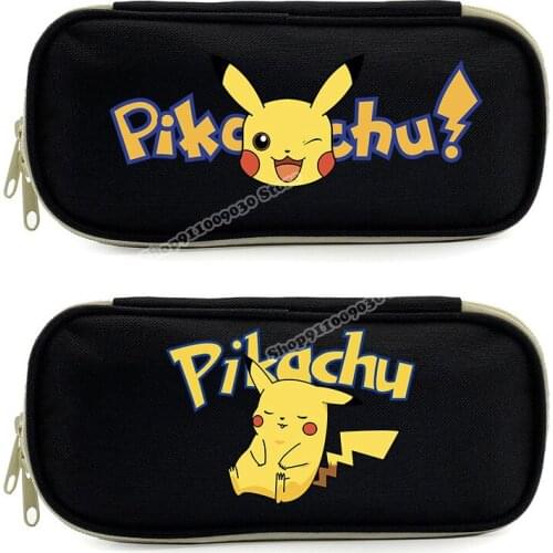 Anime Pokemon Pikachu Canvas Pencill Cases School Simplicity Cartoon Black Pen Bag School Supplies Stationery Schoolbag for Kids