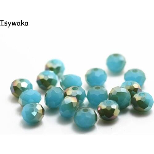 Isywaka Blue Golden Colors 4*6mm 50pcs Rondelle Austria faceted Crystal Glass Beads Loose Round Beads for Jewelry Making