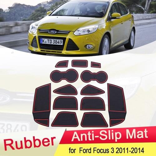 For Ford Focus 3 MK3 ST RS pre-facelift 2011 2012 2013 2014 Rubber Anti-slip Mat Door Groove Cup pad Gate Coaster Accessories