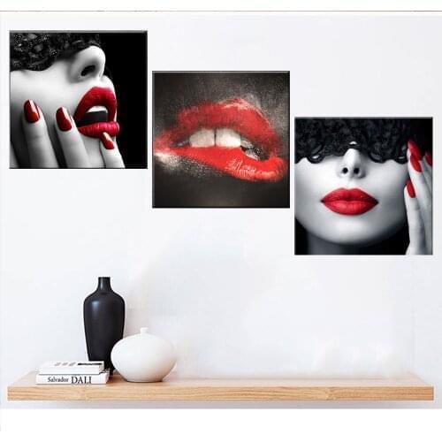 Fashion Canvas Print Painting Lips Sexy Girl Wall Art Canvas Poster Minimalist Print Painting Wall Picture for Living Room Decor