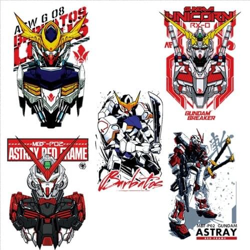 Cartoon anime mechanic warrior Patches Sticker On Clothes DIY Washable Iron On Heat transfer For Clothing Decoration Appliqued