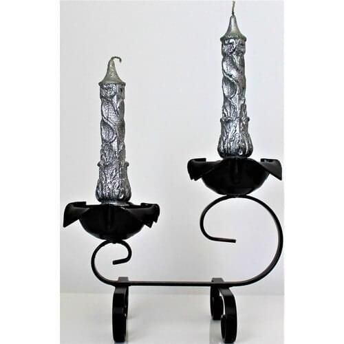 Mumsema Gift Ottoman Candlestick Candle 2 Pcs-Silver