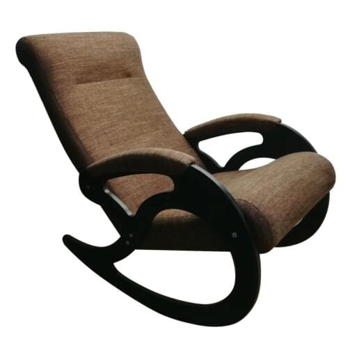 Upholstered Rocking Chair Walnut, Modern High Back Armchair, Comfortable Rocker with Fabric Padded Seat for Living Room, Office