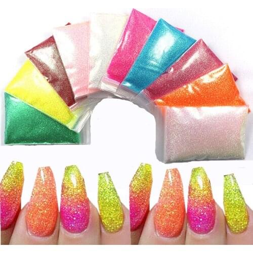10g Neon Mermaid Nail Glitter Sequin Chameleon Candy Sparkly Flakes Slices Nail Art Decoration Manicure Christmas