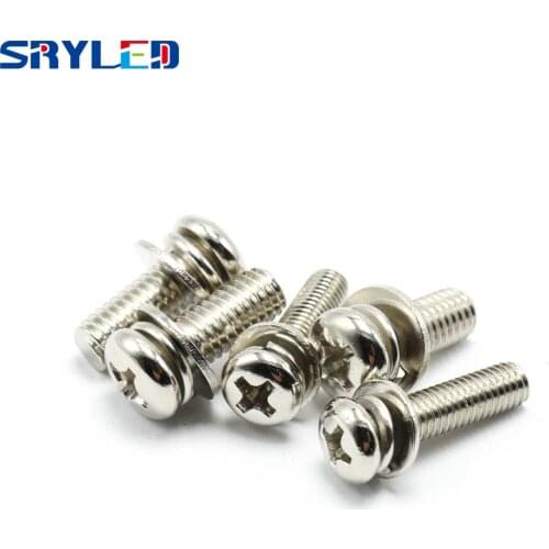M3x8 Screws Nickel-plated Cross Round Head Three-combination Screw for Indoor LED Modules