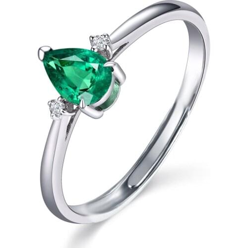Double Fair Rings For Women Green Water Drop Pear Shape Crystal Silver Color Adjustable Finger Ring New Fashion Jewelry KBR272