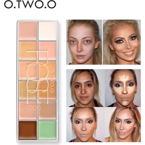 O.TWO.O face makeup concealer palette waterproof long lasting 12 colors correctivo base cream brighten contour palette OT013