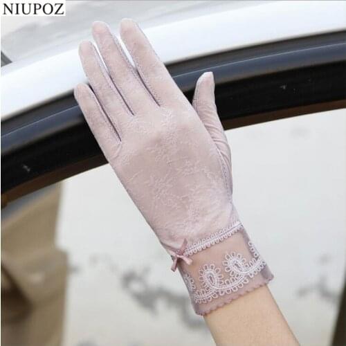 Sexy Spring Summer Women Autumn UV Sunscreen Short Sun Gloves Fashion Ice Silk Lace Driving Of Thin Touch Screen Gloves G06E