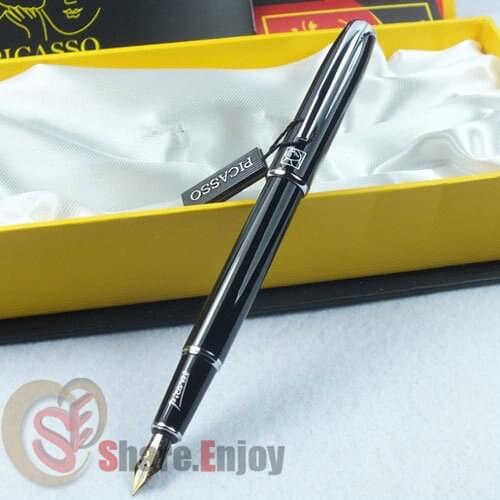 FOUNTAIN PEN PICASSO 916 EXECUTIVE BLACK AND SILVER MEDIUM NIB