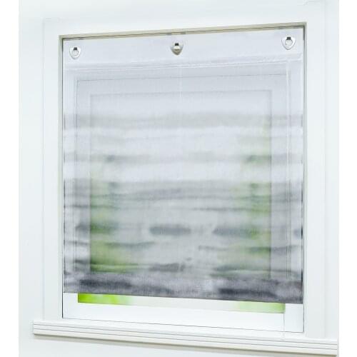 Roman Shade Transparent Voile Drape Window Curtain Drapery Valance Panel for Kitchen Balcony U shape Gray Green