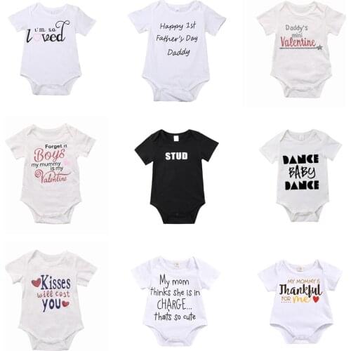Clearance Sale Newborn Baby Girl Boy Triangle Bodysuits Infant Short Sleeve Letter Print One Piece Babygrow Jumpsuit Summer