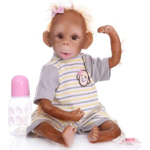 48cm Realistic Reborn Doll Soft Silicone Vinyl Newborn Babies Monkey Lifelike Handmade Toy Children Birthday Gifts