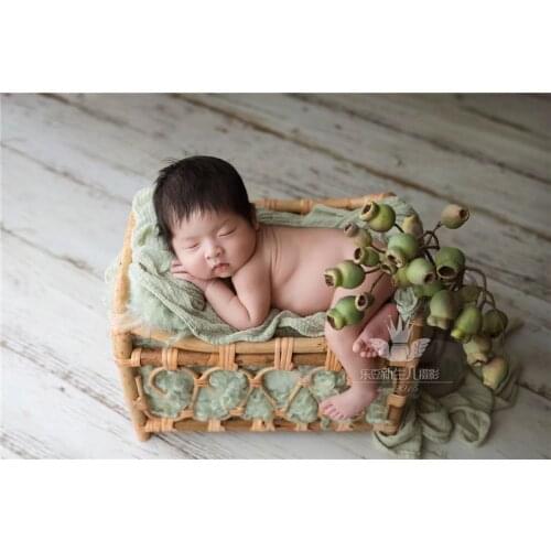 Newborn Photography Props cotton blanket & Vintage Woven Rattan Basket Studio Baby Props for Sofa Accessoire Photo Bebe