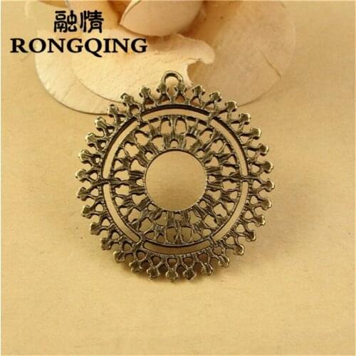 RONGQING 40MM 40pcs/lot flower Pendants Necklaces Handmade Accessories Fashion Jewelry Charms DIY