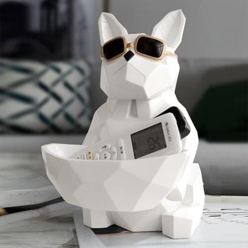 Nordics Cool Dog Statue Animal Sculpture Ornament Table Candy Dish Key Storage Box Tissue Box Home Decoration Accessories Gift
