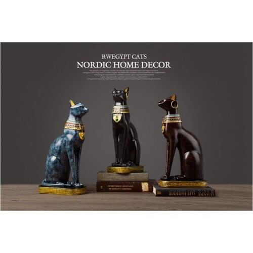 The Nile Ancient Egyptian Cat Figurine Large Cat God Resin Decoration Creative Home Drawing Room Felidae Animal Arts Ornaments