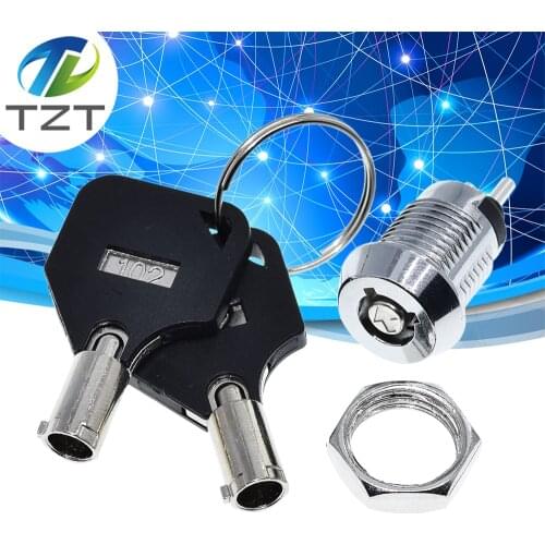 TZT 12MM Stainless Steel Telephone Lock Electronic Lock Power Lock Key Switch S1201 Double Side Pull Out Type 0.5A250V AC 2Keys