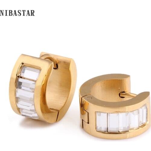 Three Color Hoop Earrings Fashion Stainless Steel Zircon Earrings For Women Drop Ship Jewelry