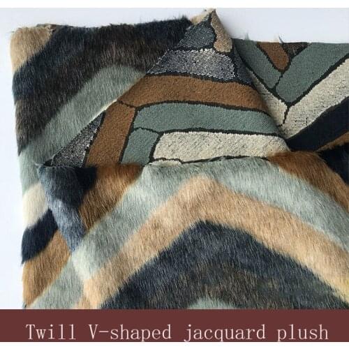 Autumn and winter artificial fur Twill V-shaped jacquard plush fabric