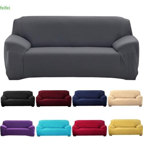 High Elastic Super Soft Slipcover Solid Color Stretch Living Room Sofa Cover for Sectional L-shaped Sofa 1/2/3/4 Seat